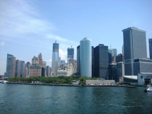 Panorama of Manhatten Financial District from the ferry