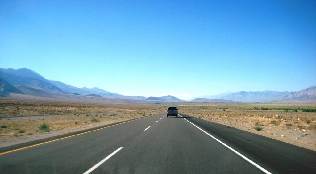 long straight street in Death Valley