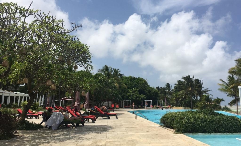 sunbeds at the pool at Melia Zanzibar