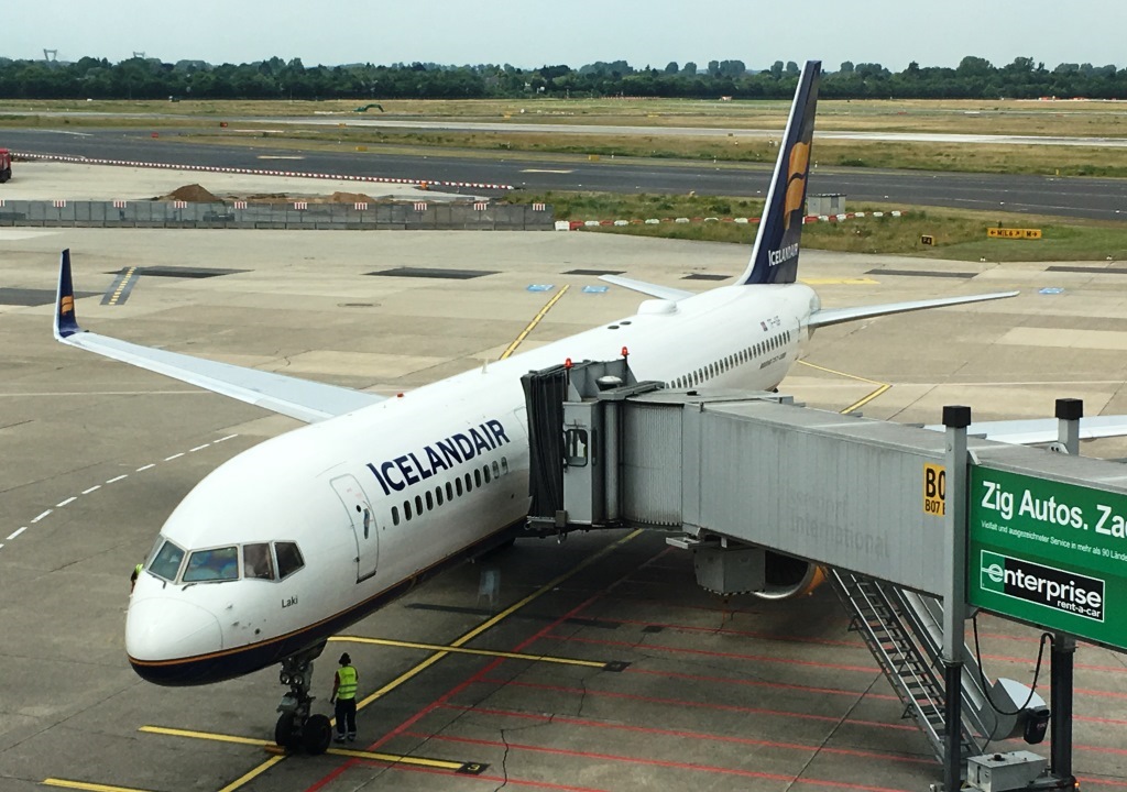 Icelandic Air Plane to Iceland at Duesseldorf Airport
